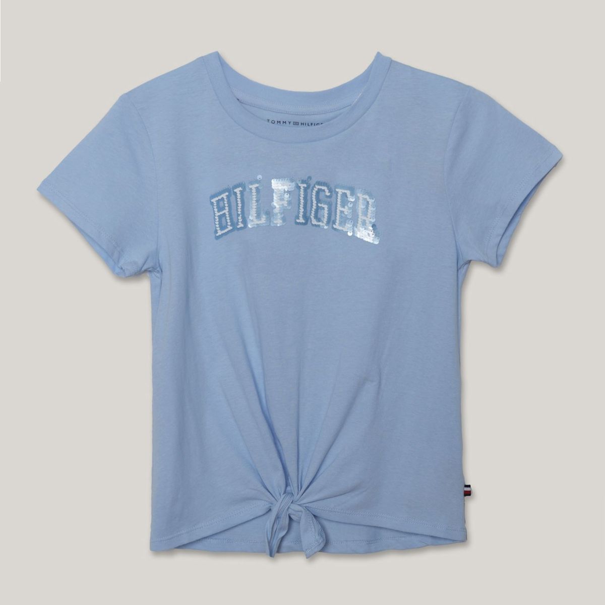 TOMMY HILFIGER - Polera De Niña Sequin Con Logo Celeste Tommy Hilfiger