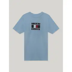 TOMMY HILFIGER - Polera De Niño Global Stripe Block Celeste