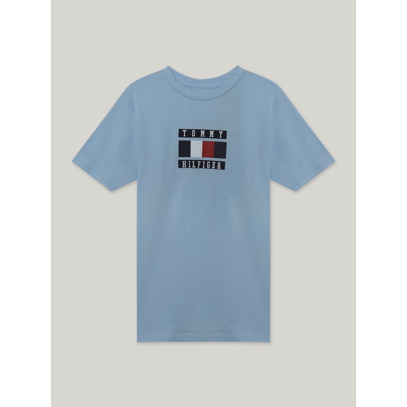 TOMMY HILFIGER - Polera De Niño Global Stripe Block Celeste Tommy Hilfiger
