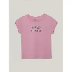 TOMMY HILFIGER - Polera De Niña Heart Flag Con Logo Rosado