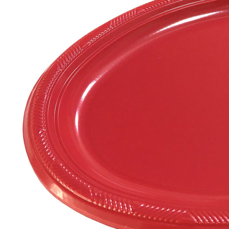 GENERICO - BANDEJA OVALADA GRANDE ROJO X3 UNI