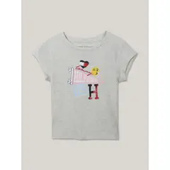 TOMMY HILFIGER - Polera De Niña Con Logo Nautico Gris