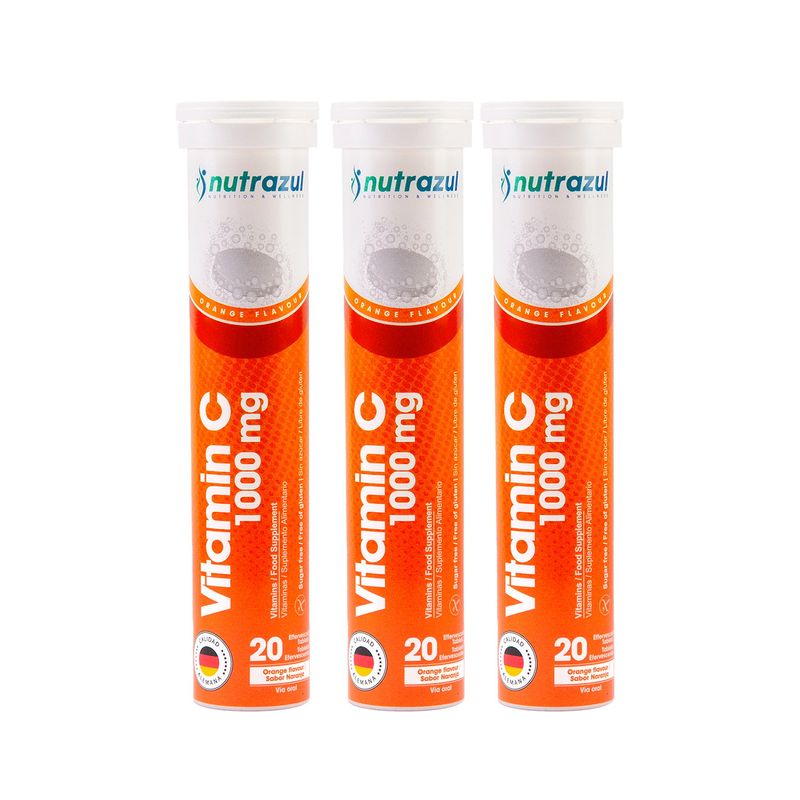 NUTRAZUL - VITAMINA C 1000 MG - PACK 3 UNIDADES - SABOR NARANJA