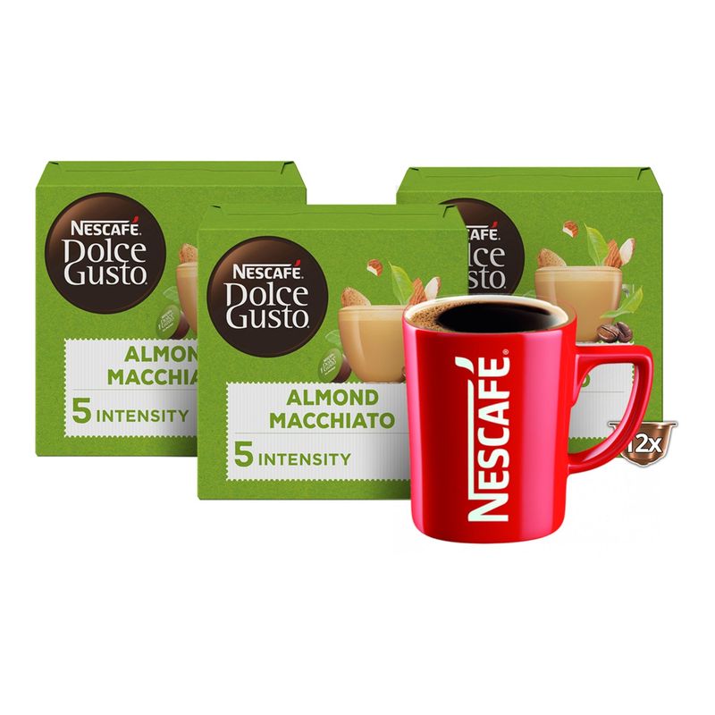 DOLCE GUSTO - 3 Cajas de CÃ¡psulas CafÃ© NescafÃ© Dolce GustoÂ®Â  Almond + 1 Taza NescafÃ©
