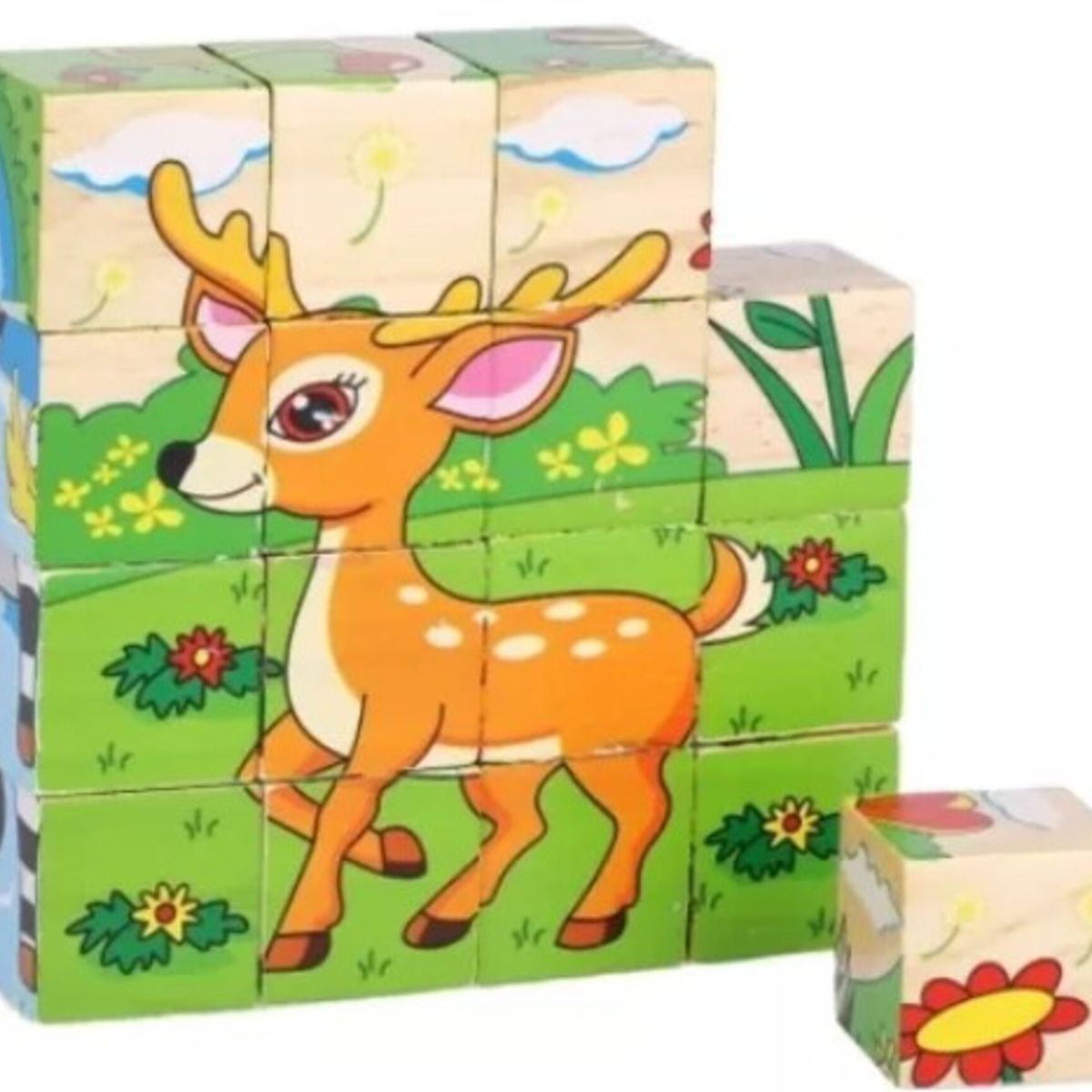 GENERICO - Cubos Rompecabezas Puzzles De Madera 6 En 1 Didacticos