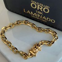 Pulsera ORO LAMINADO 18K Tejido ESLABÓN FACETADO Con BROCHE CAJÓN