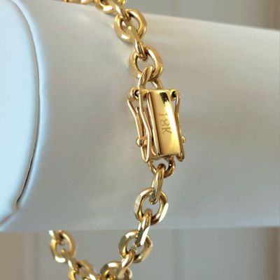 Imagen 2 del producto Pulsera ORO LAMINADO 18K Tejido ESLABÓN FACETADO Con BROCHE CAJÓN