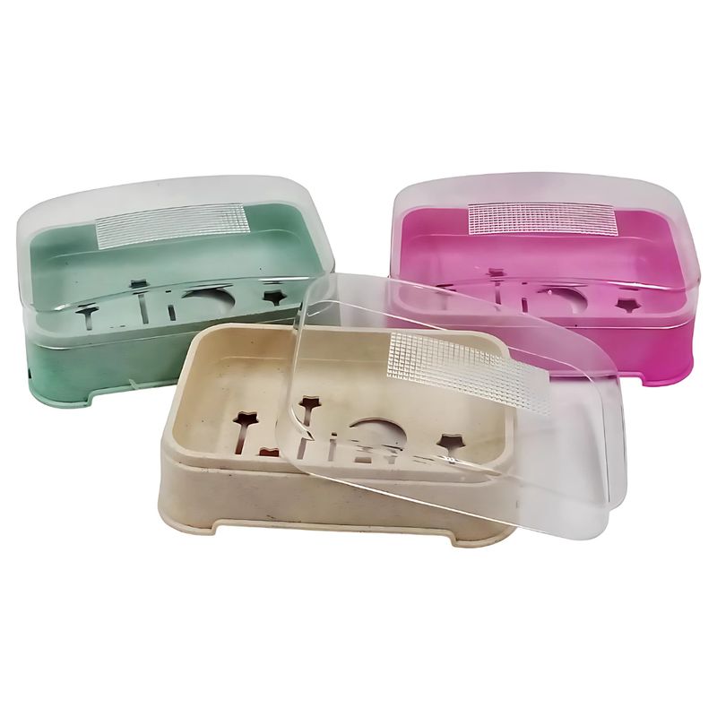 GENERICO - Set 3 Jaboneras Plásticas para Baño con Tapa