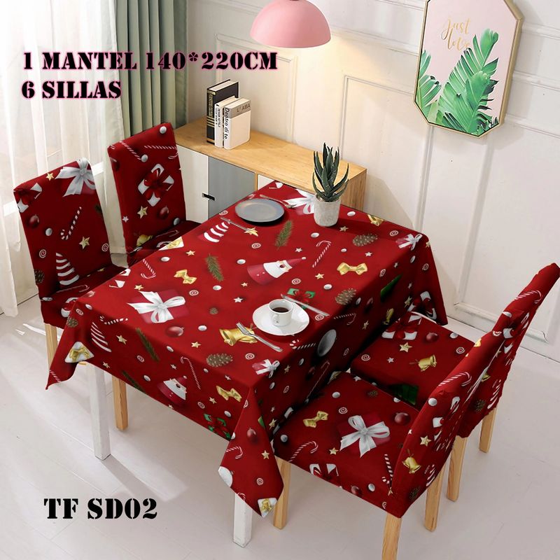 GENERICO - set de mantel impermeables + 6 fundas de sillas