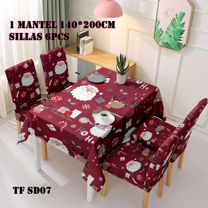 GENERICO - set de mantel impermeables + 6 fundas de sillas