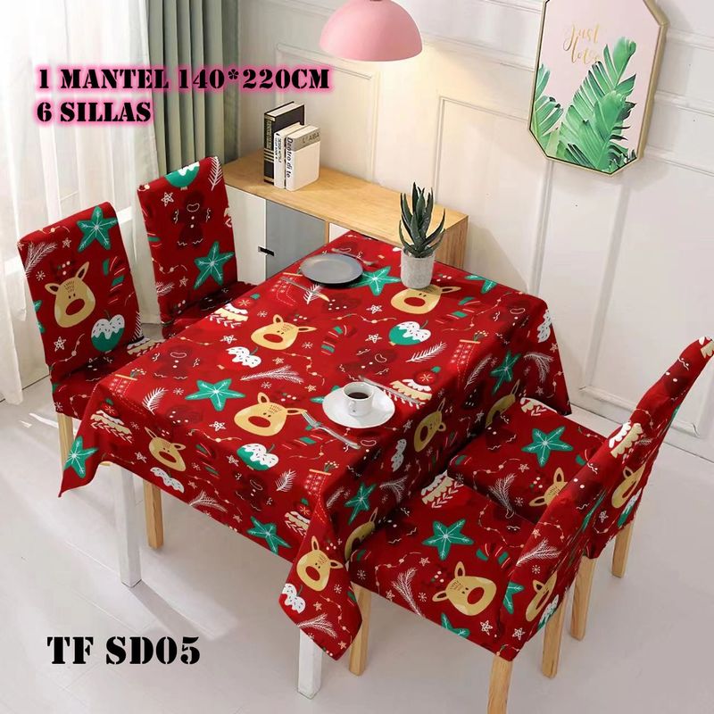 GENERICO - set de mantel impermeables + 6 fundas de sillas