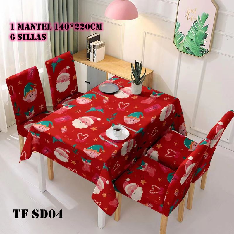 GENERICO - set de mantel impermeables + 6 fundas de sillas