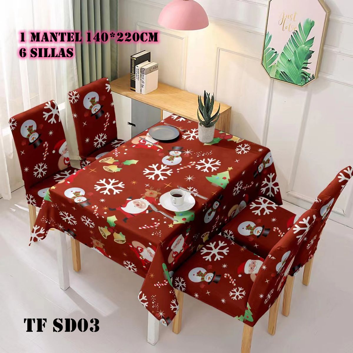 GENERICO - set de mantel impermeables + 6 fundas de sillas