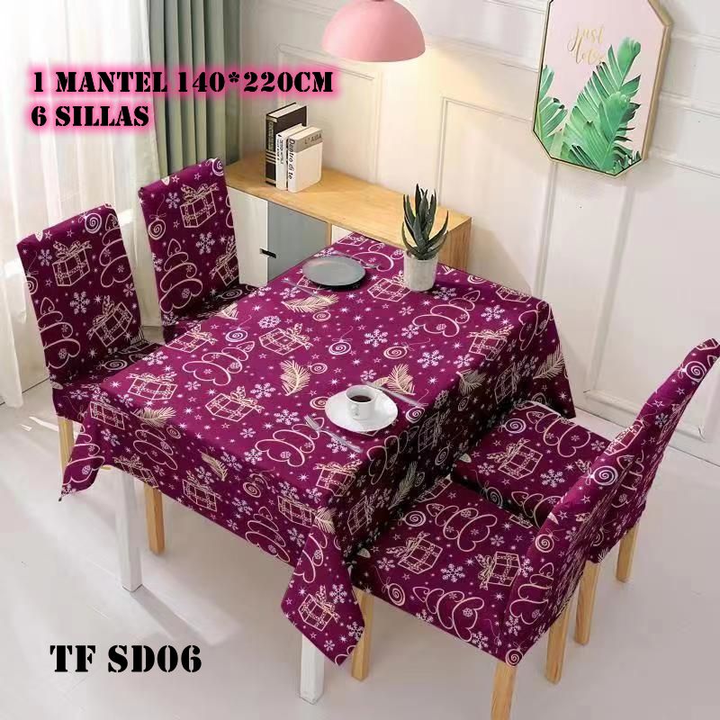 GENERICO - set de mantel impermeables + 6 fundas de sillas