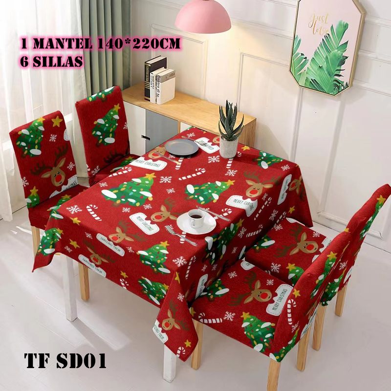 GENERICO - set de mantel impermeables + 6 fundas de sillas