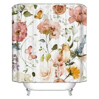 Cortina Baño Impermeable Paraíso Coral más 12 Ganchos