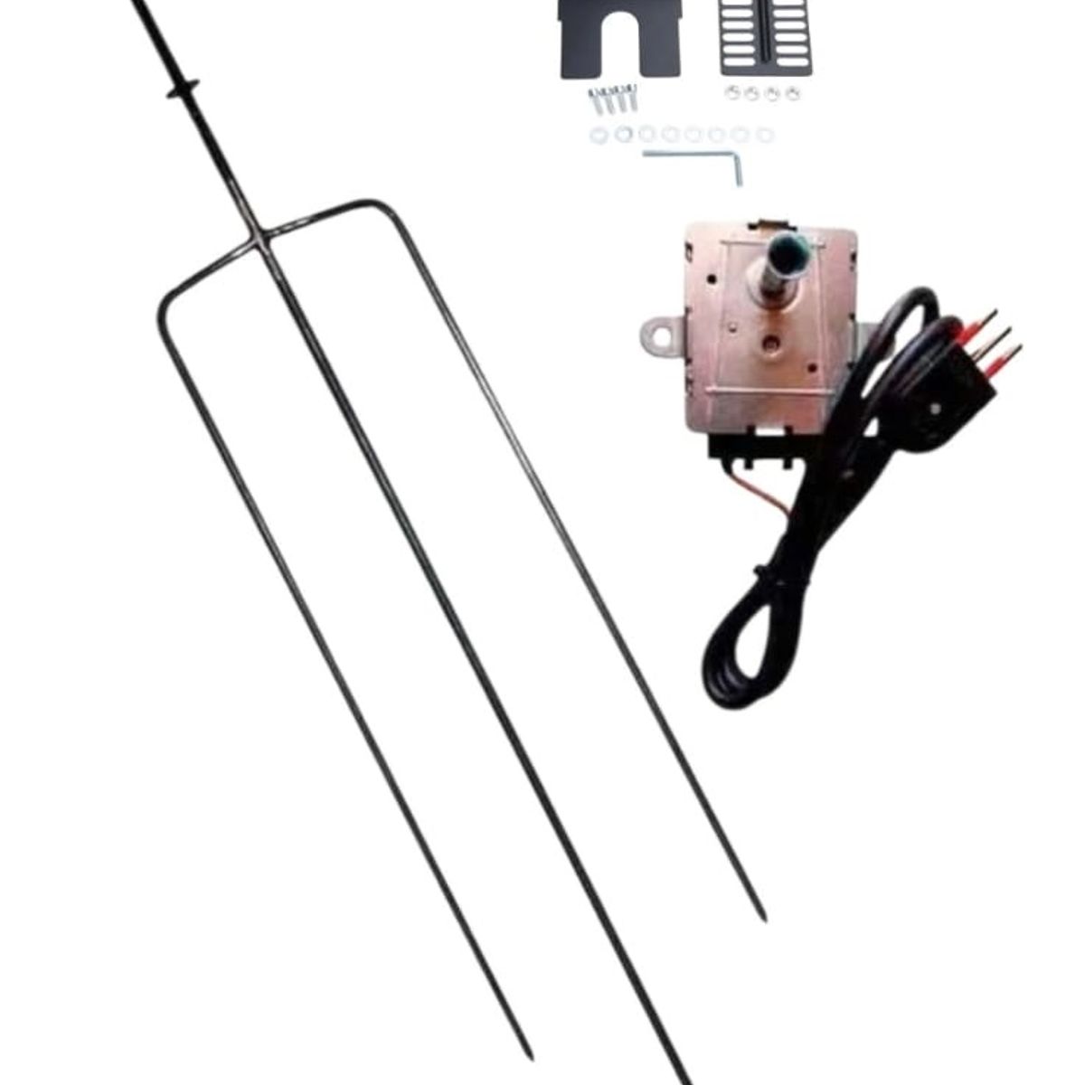 GENERICO - motor spiedo 12 kg + tidente de acero inoxidable largo 110CM