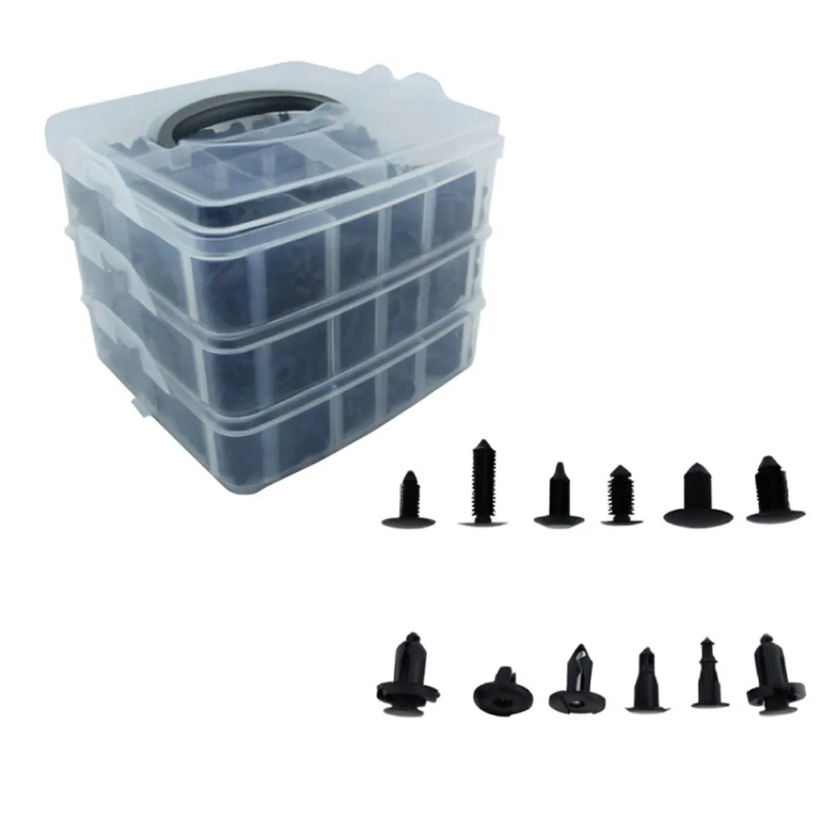OEM - KIT DE CLIPS DE RETENCION PVC PARA AUTO CON 625 PCS Y 1