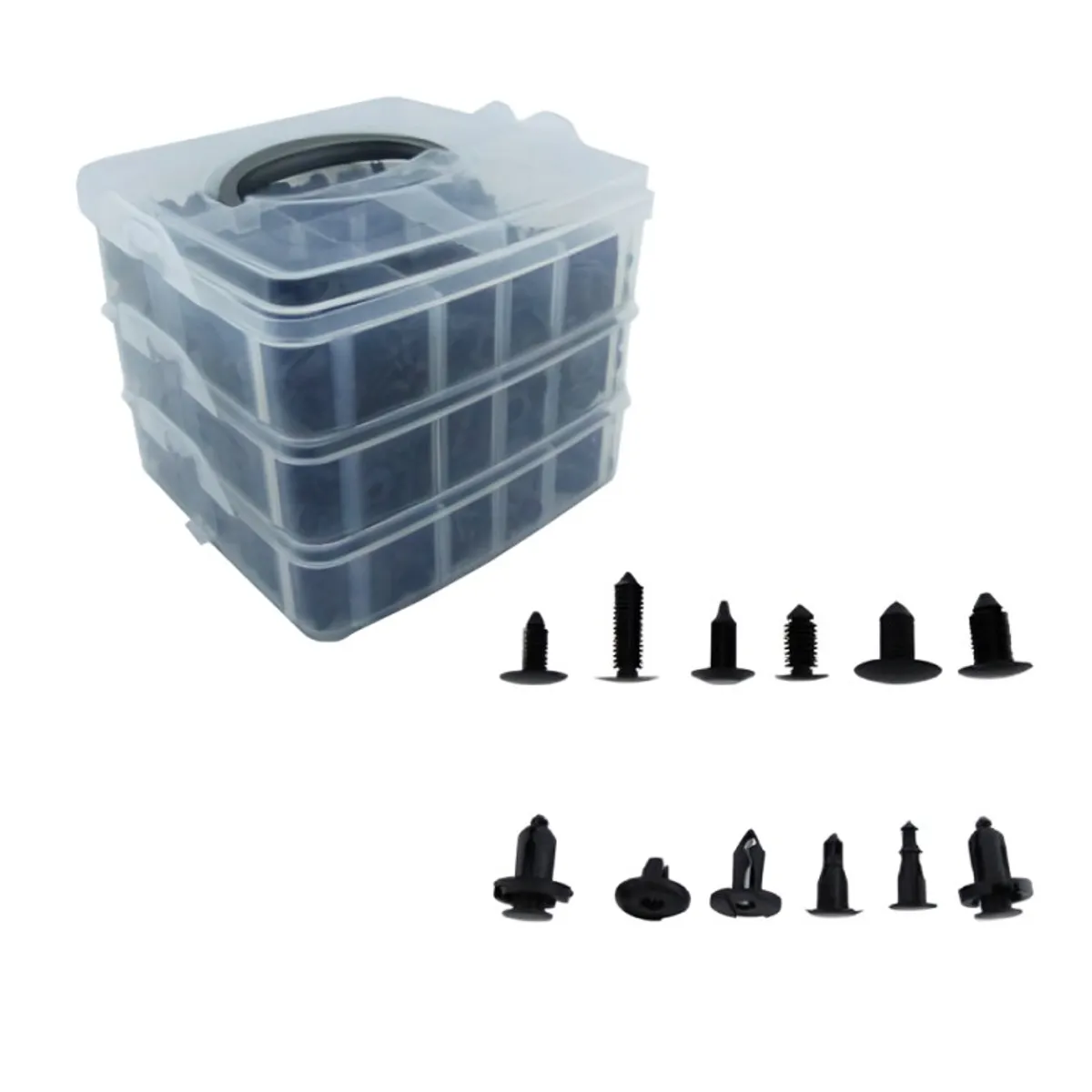 OEM - KIT DE CLIPS DE RETENCION PVC PARA AUTO CON 625 PCS Y 1