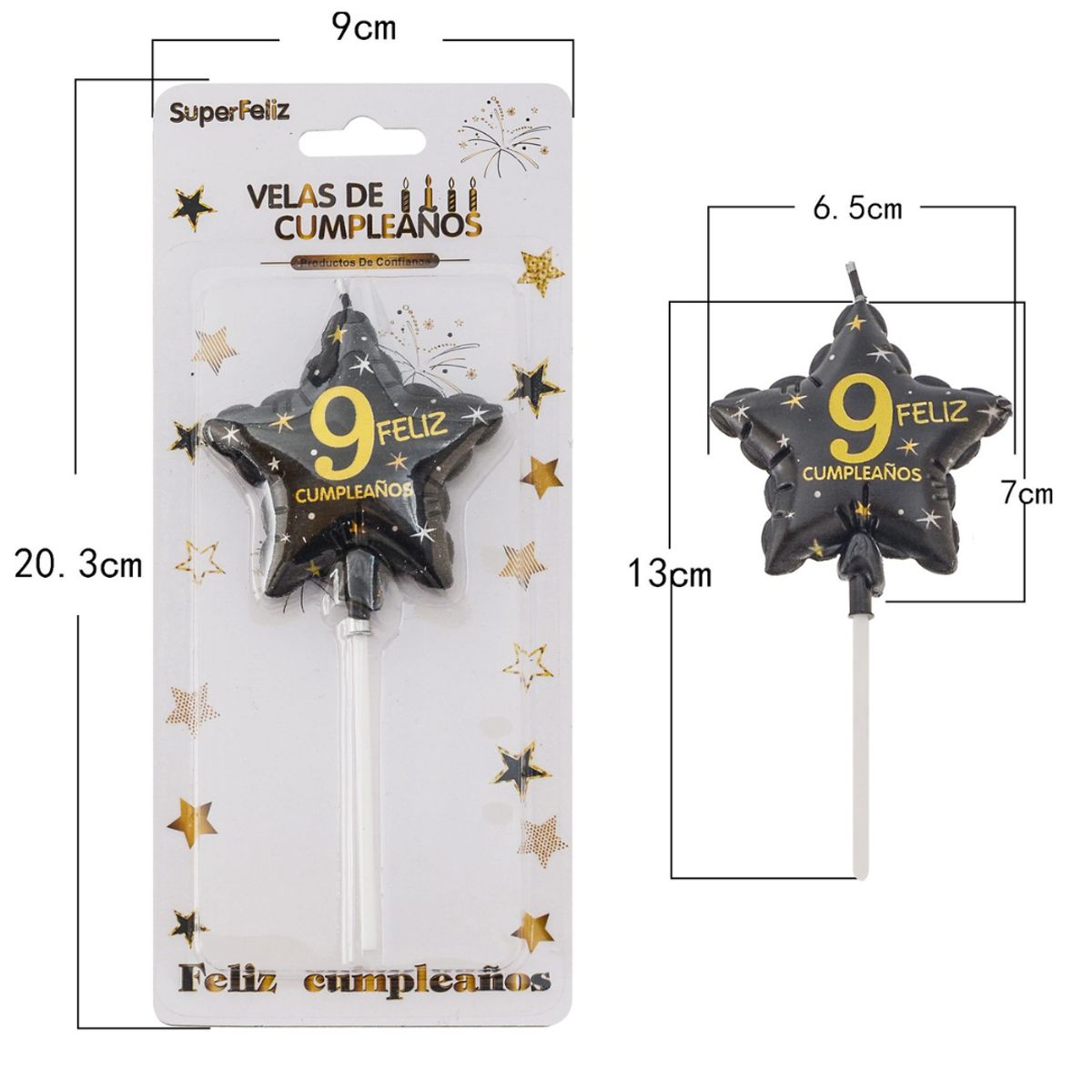 GENERICO - VELAS DE CUMPLEAÑOS ESTRELLAS 13 CM X 6 CM