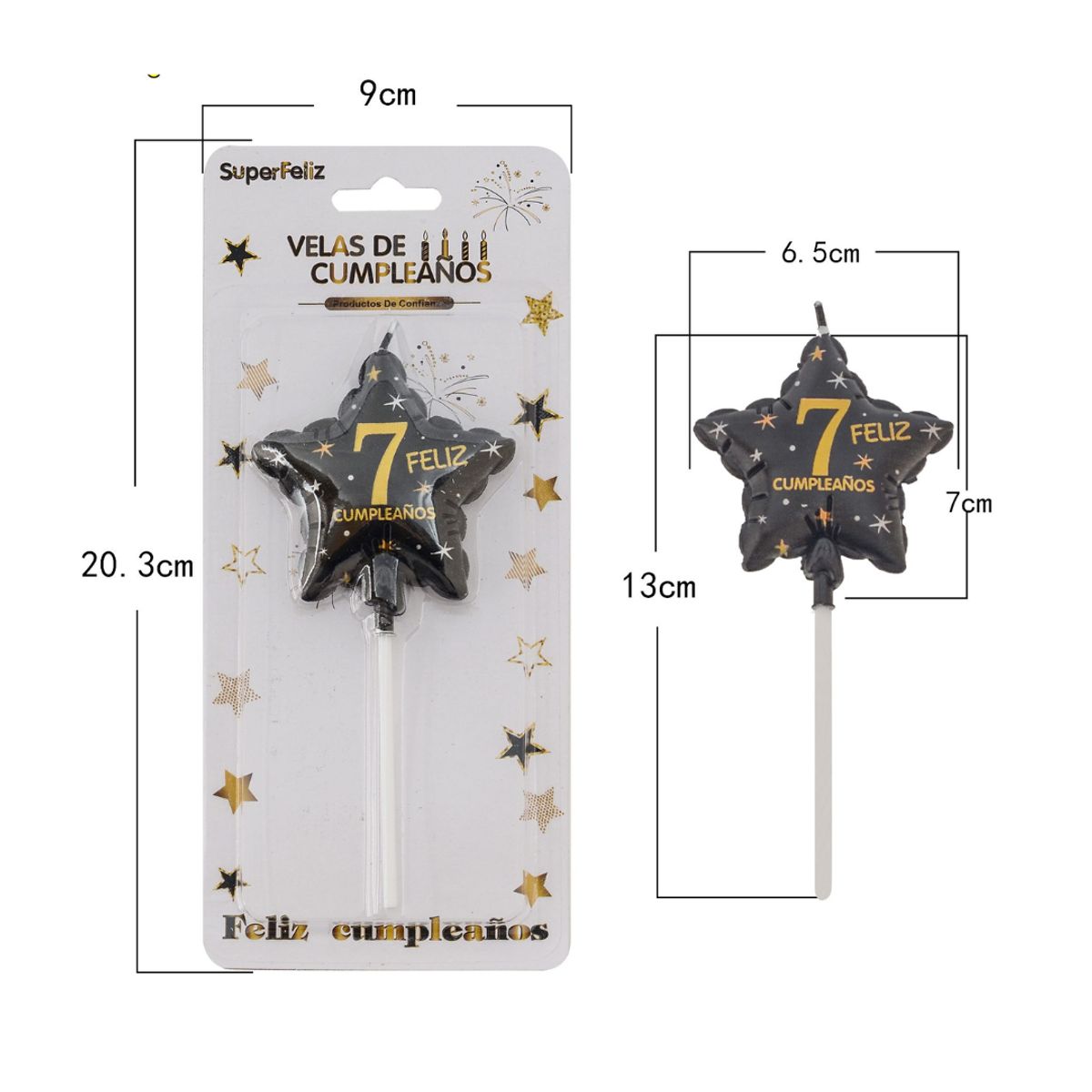 GENERICO - VELAS DE CUMPLEAÑOS ESTRELLAS 13 CM X 6 CM
