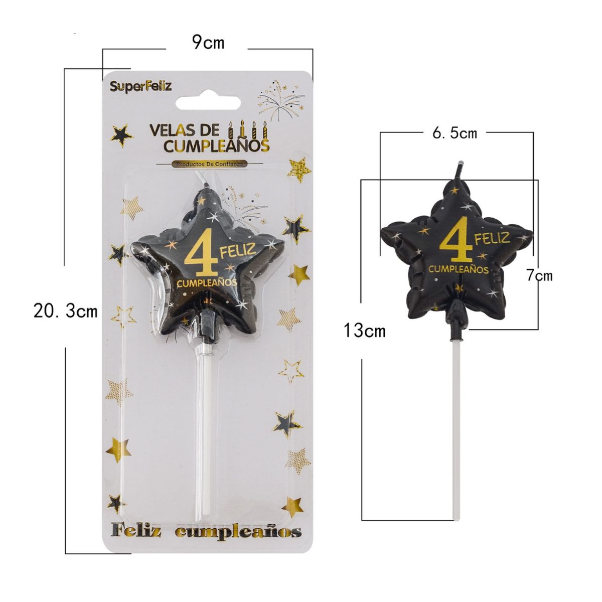 GENERICO - VELAS DE CUMPLEAÑOS ESTRELLAS 13 CM X 6 CM