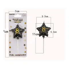 GENERICO - VELAS DE CUMPEAÑOS ESTRELLAS 11 CM X 5 CM