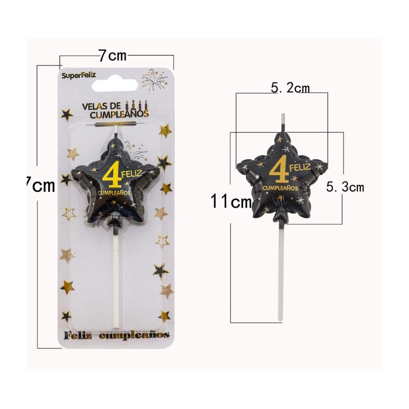 GENERICO - VELAS DE CUMPLEAÑOS ESTRELLAS 11 CM X 5 CM