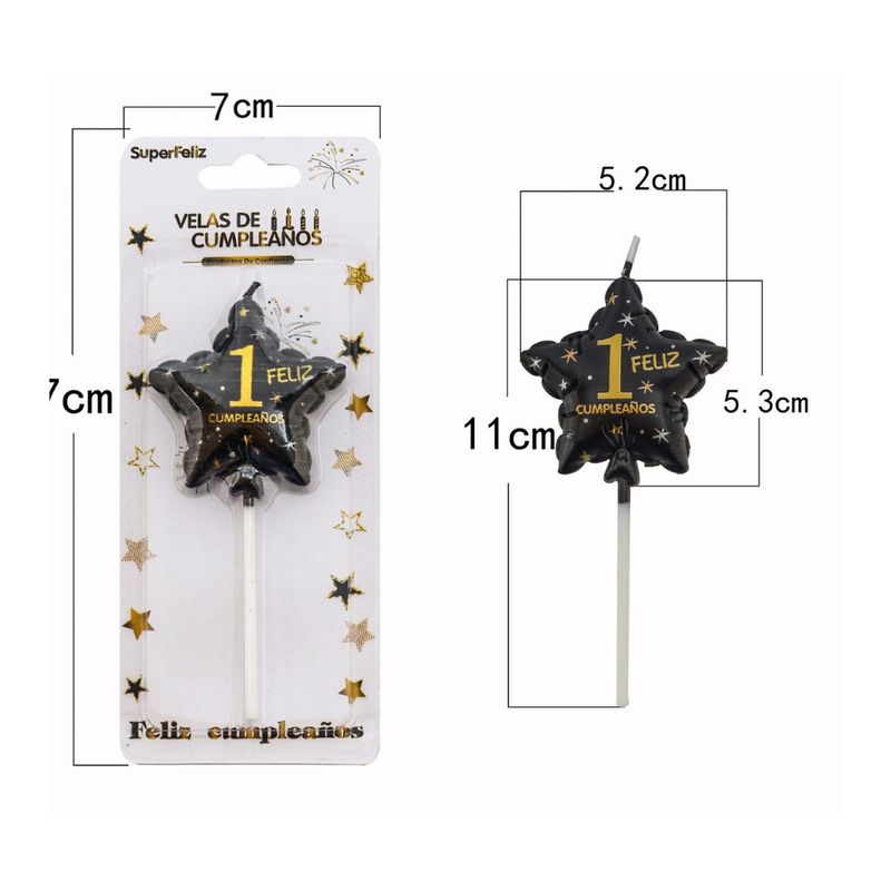 GENERICO - VELAS DE CUMPLEAÑOS ESTRELLAS 11 CM X 5 CM