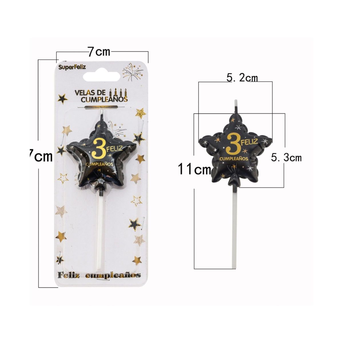 GENERICO - VELAS DE CUMPLEAÑOS ESTRELLAS 11 CM X 5 CM