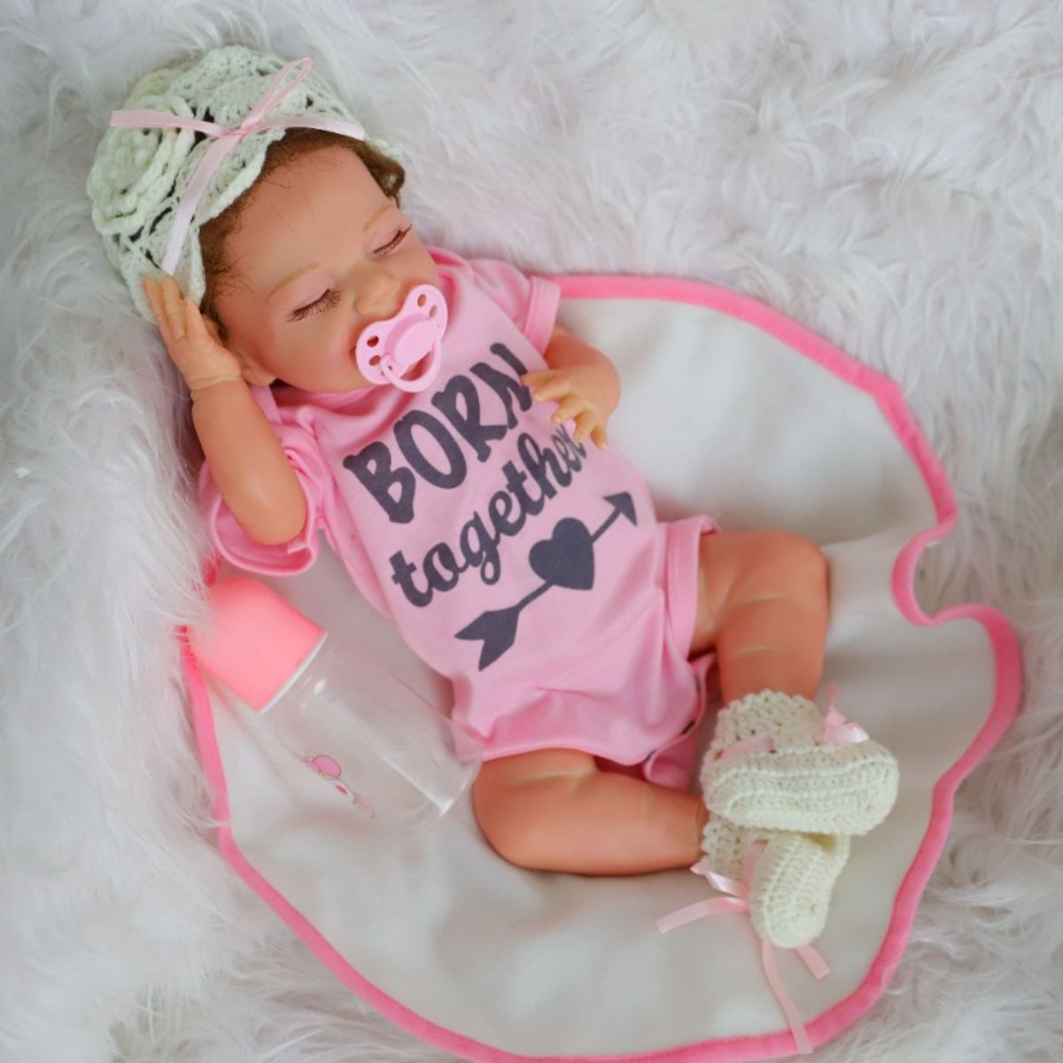 LSABEL RENACI - Muñeca Rebirth Girl Cerrados Vestida Rosa 55cm