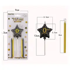 GENERICO - VELAS DE CUMPLEAÑOS ESTRELLAS 13 CM X 6 CM Y 8 CM X 05 CM