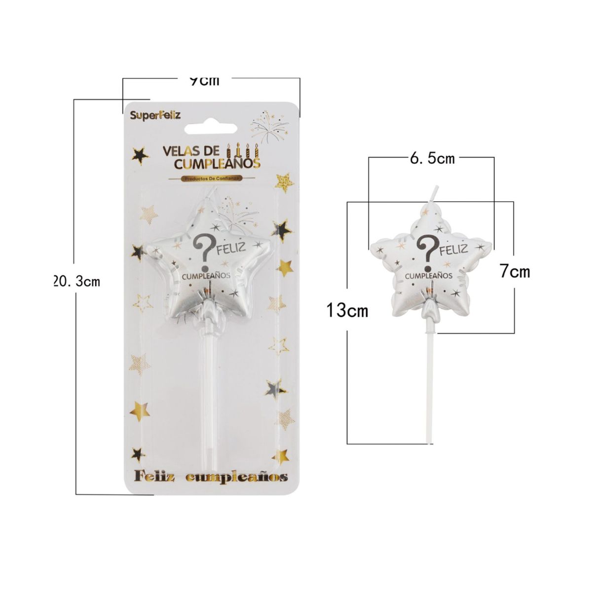 GENERICO - VELAS DE CUMPLEAÑOS ESTRELLAS 13 CM X 6 CM