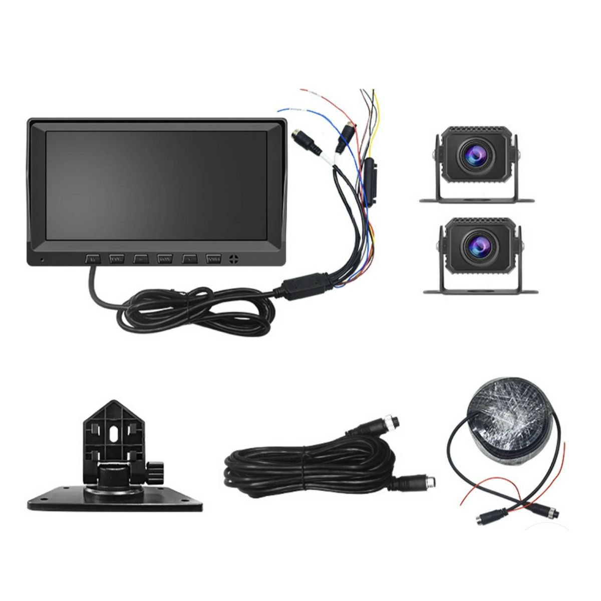 KUANGYE - Kit Retroceso Camara Camion/bus + Pantalla 7 Pulgadas+2camar
