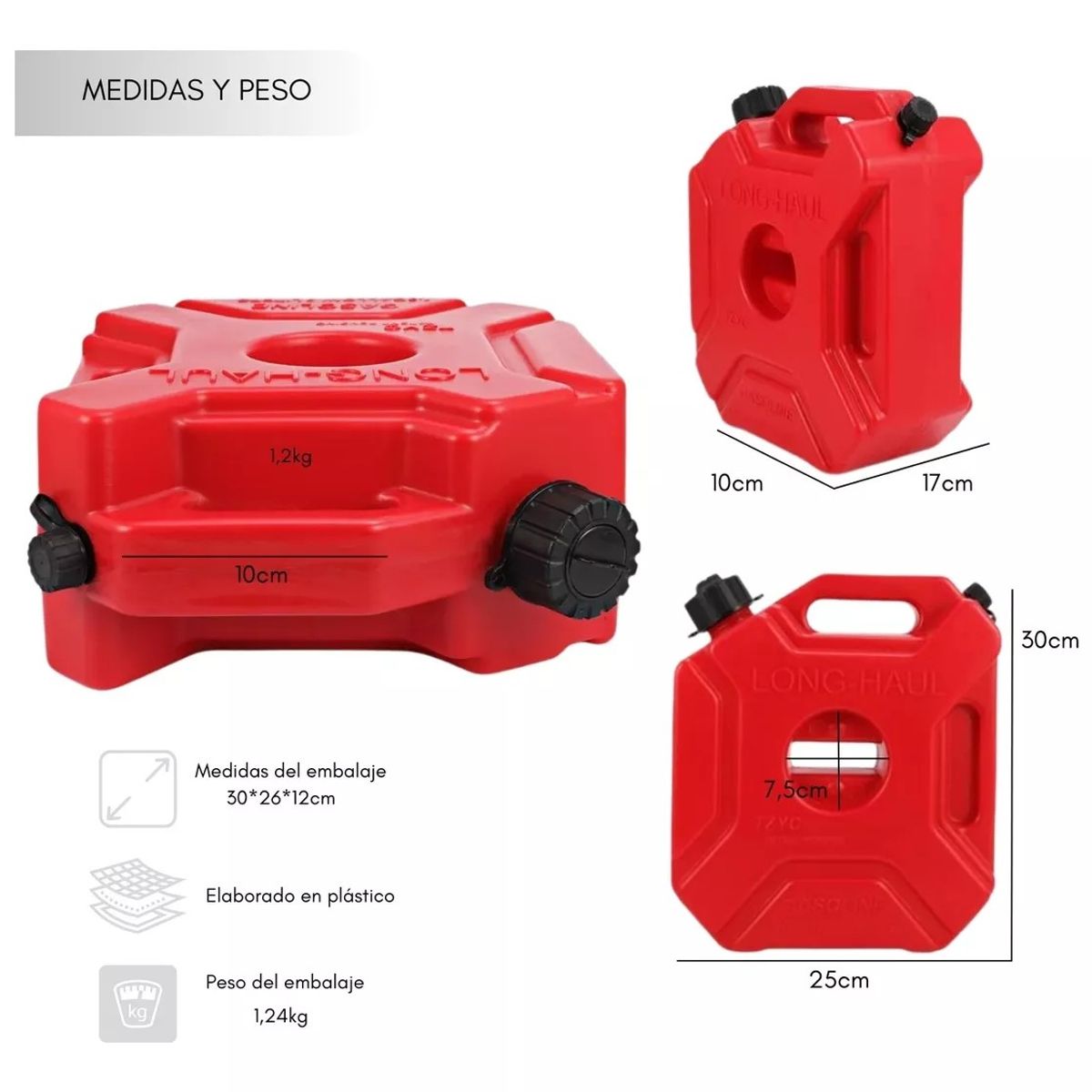 KUANGYE - Bidon De Bencina Portatil Moto Plastico Con Llave y Fijacion