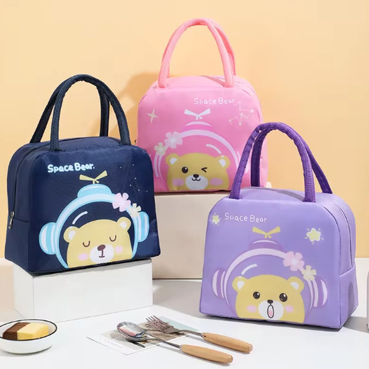 GENERICO - Lonchera Térmica Diseño de Oso Espacial -Mantén tus Alimentos Frescos