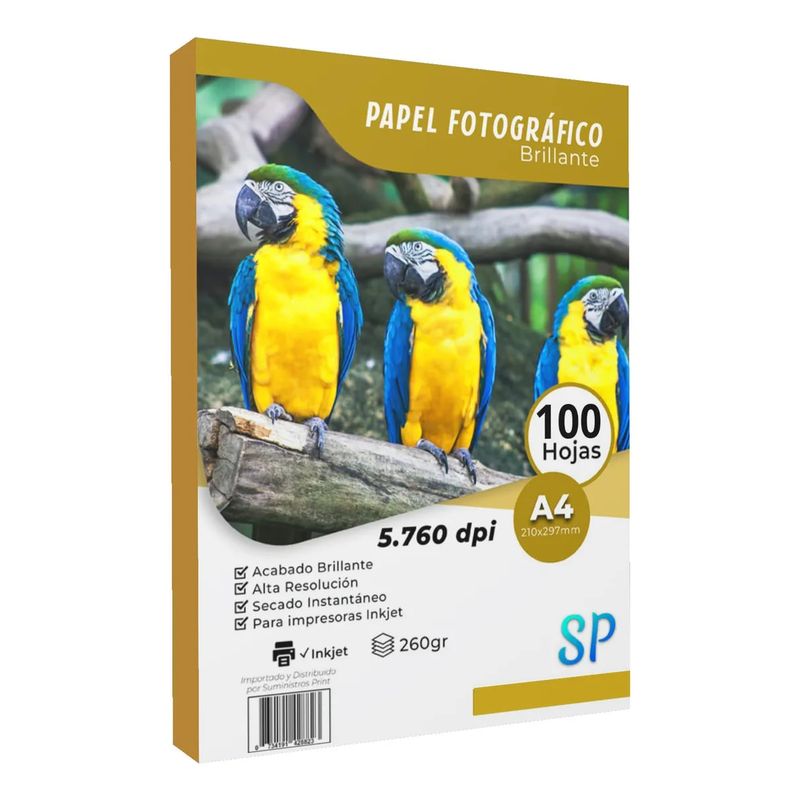 GENERICO - Papel Fotográfico 260 g A4 X 100 Hojas De Alto Brillo