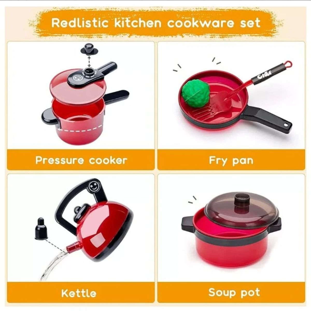 GENERICO - Set de Cocina Juguete 72 Piezas Accesorios Utensilios Comida