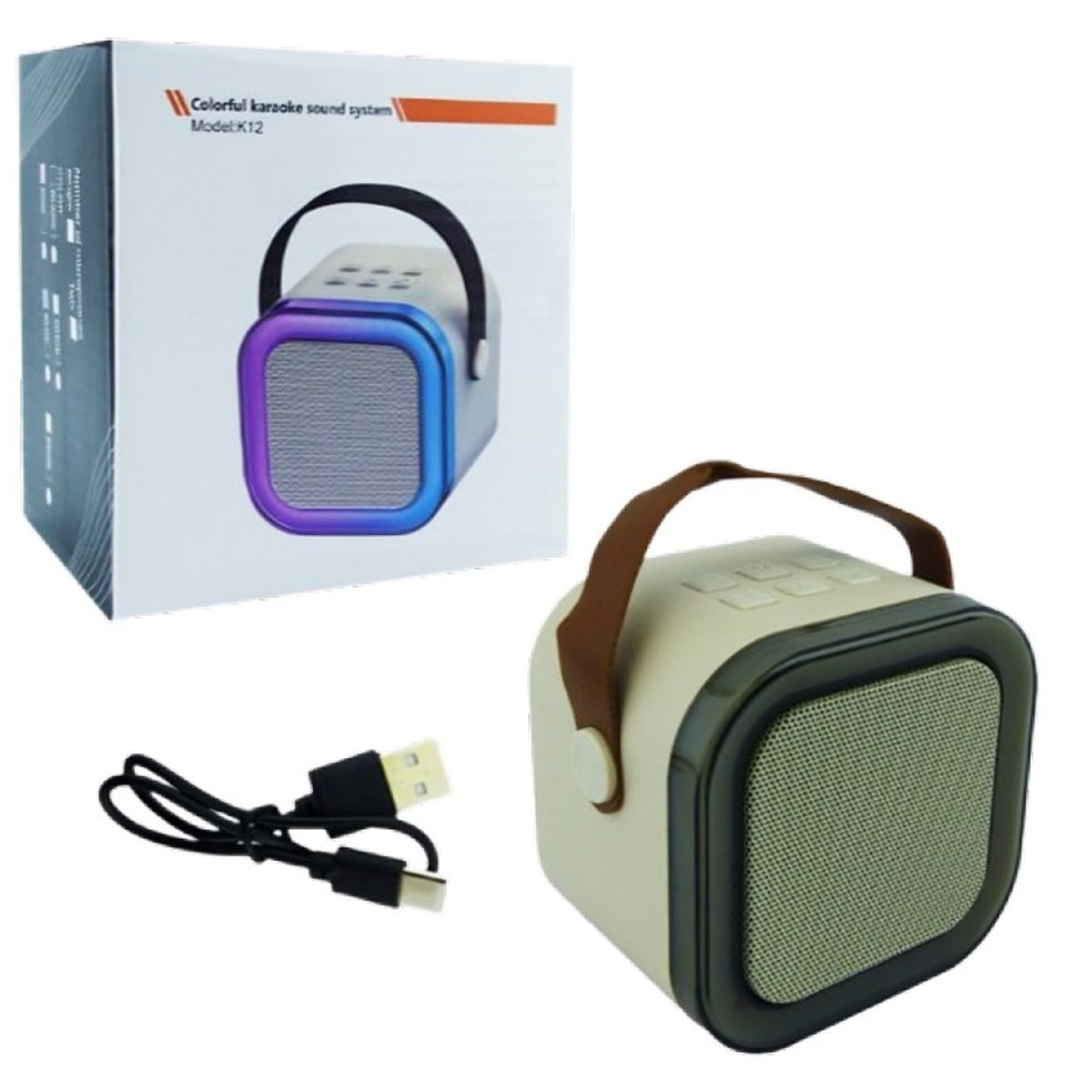 OEM - PARLANTE RECARGABLE PORTABLE MODK12 LUZ LED CELESTE