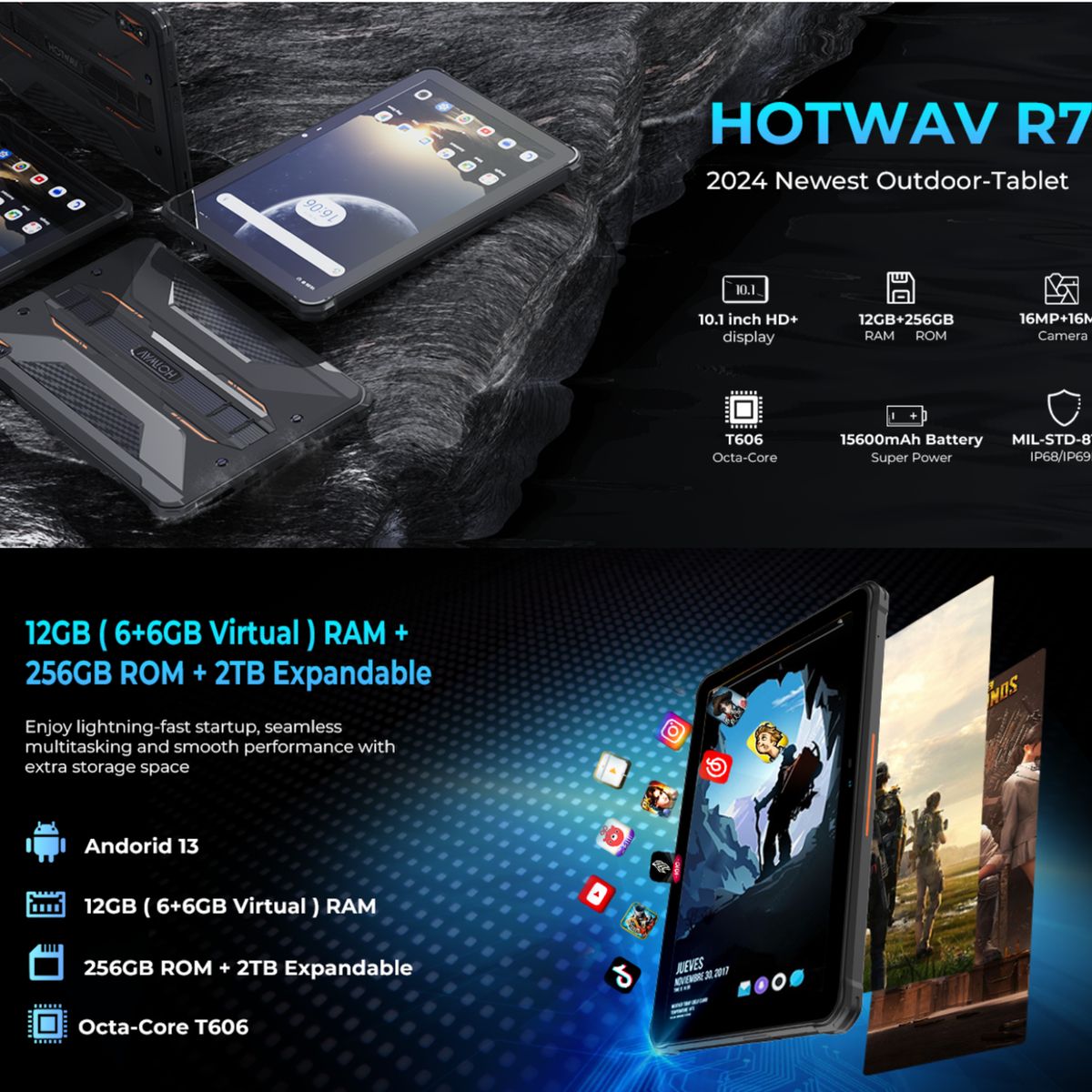 DOOGEE - Hotwav R7 - Tablet 4G Indestructible - IP68 Militar Para profesionales de terreno