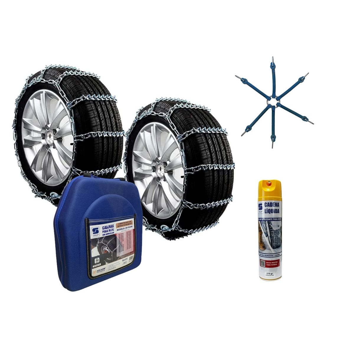 SAGA - Cadena nieve 3810 + Tensor Pulpo S + Cadena antideslizante