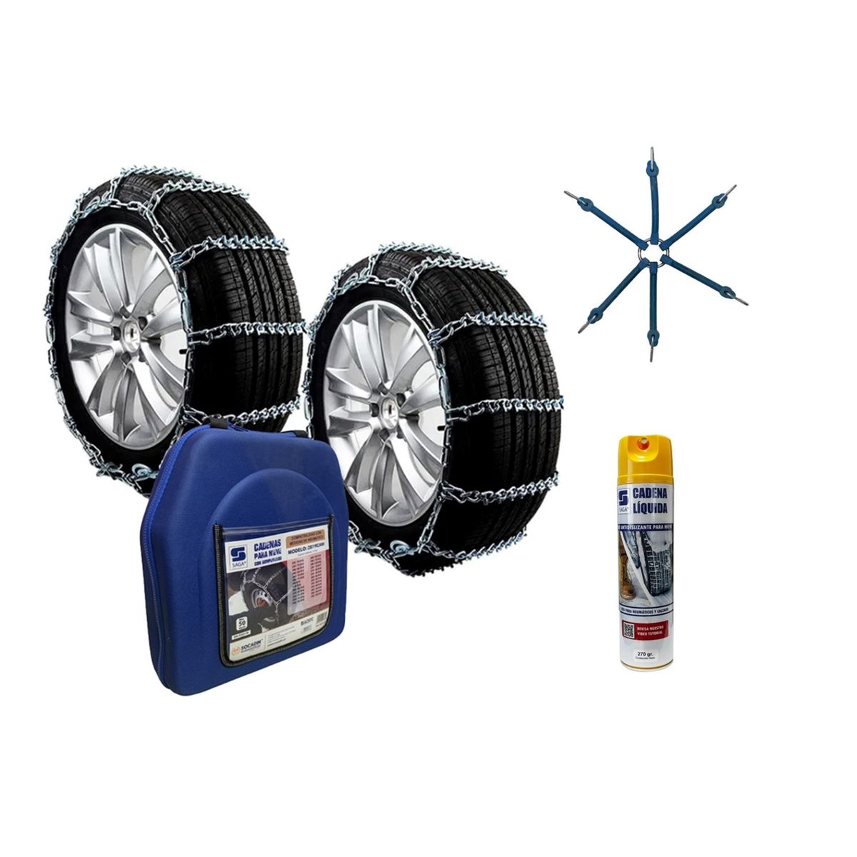 SAGA - Cadena nieve 3810 + Tensor Pulpo S + Cadena antideslizante