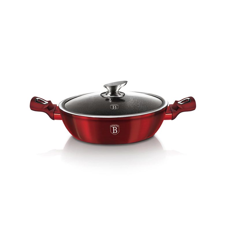 BERLINGER HAUS - OLLA CON TAPA 2 PZS 28 CM METALLIC LINE BURGUNDY EDITION ANTIADHERENTE