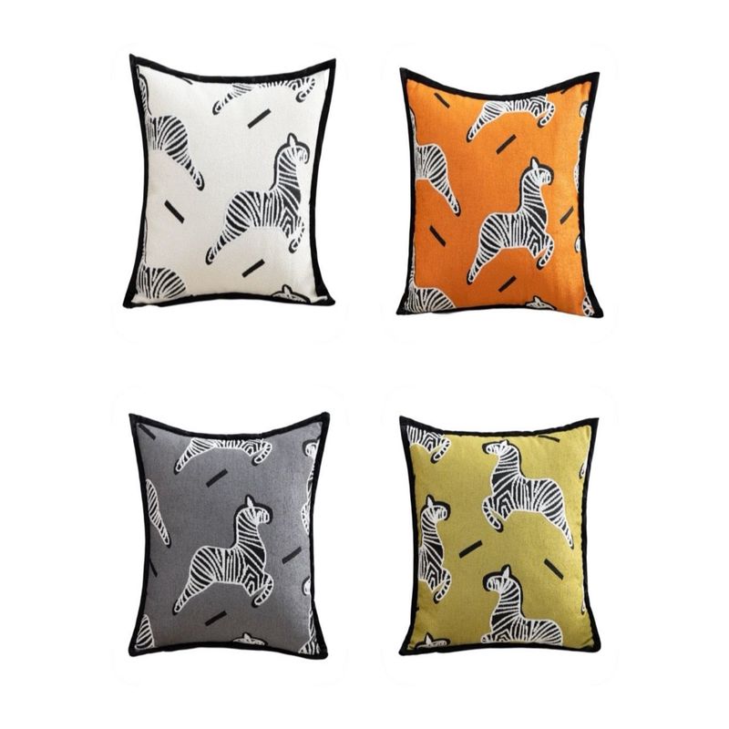 GENERICO - Pack 4 Fundas de Cojín Diseño Animales 45x45 cm 15nd1