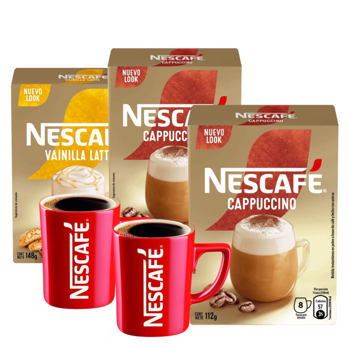 NESCAFE - 2café Nescafé Cappucino+1café Nescafé Vainilla Latte+2 Tazas
