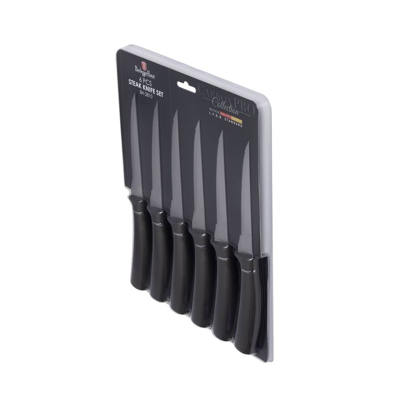 SET DE CUCHILLOS 6 PZS BURGUNDY EDITION ACERO INOXIDABLE