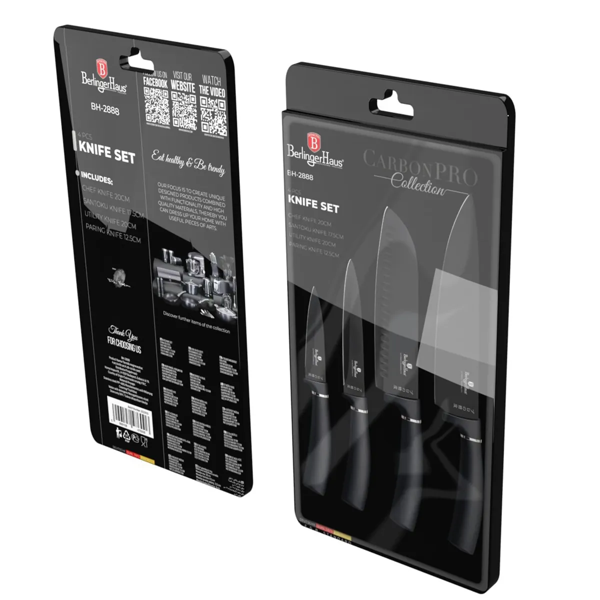 BERLINGER HAUS - SET DE CUCHILLOS 4 PZS METALLIC LINE CARBON PRO  ACERO INOXIDABLE