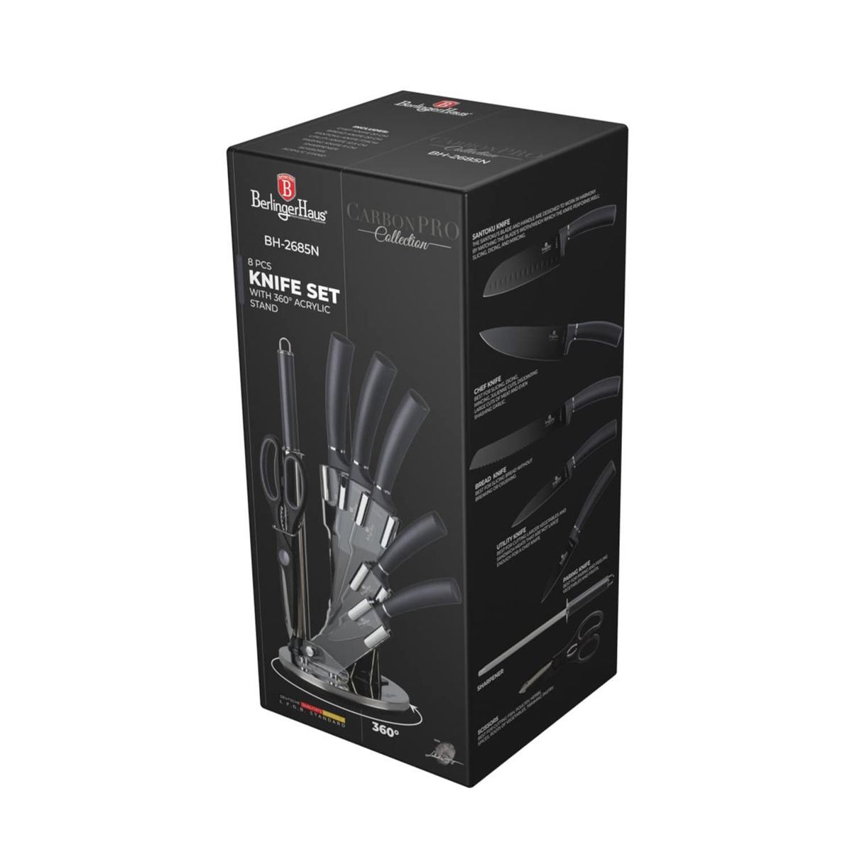 BERLINGER HAUS - SET DE CUCHILLOS 8 PZS CON ATRIL METALLIC ACERO INOXIDABLE