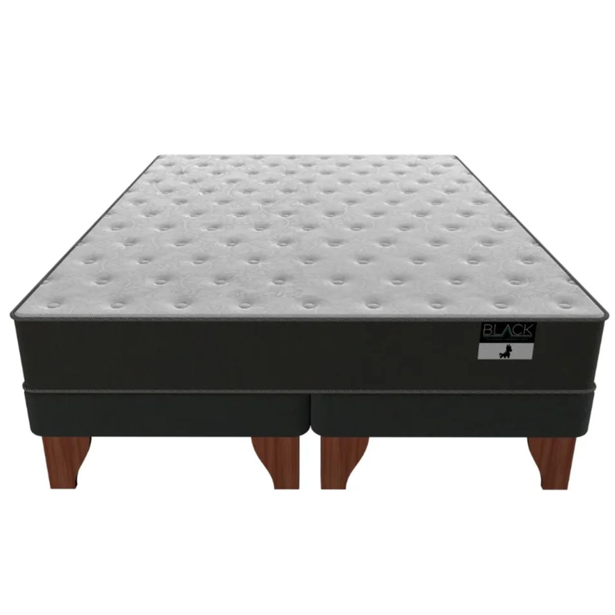 BLOCCARE - Cama 2 Plazas Box 13 cm + Colchon Black Largo 200 cm