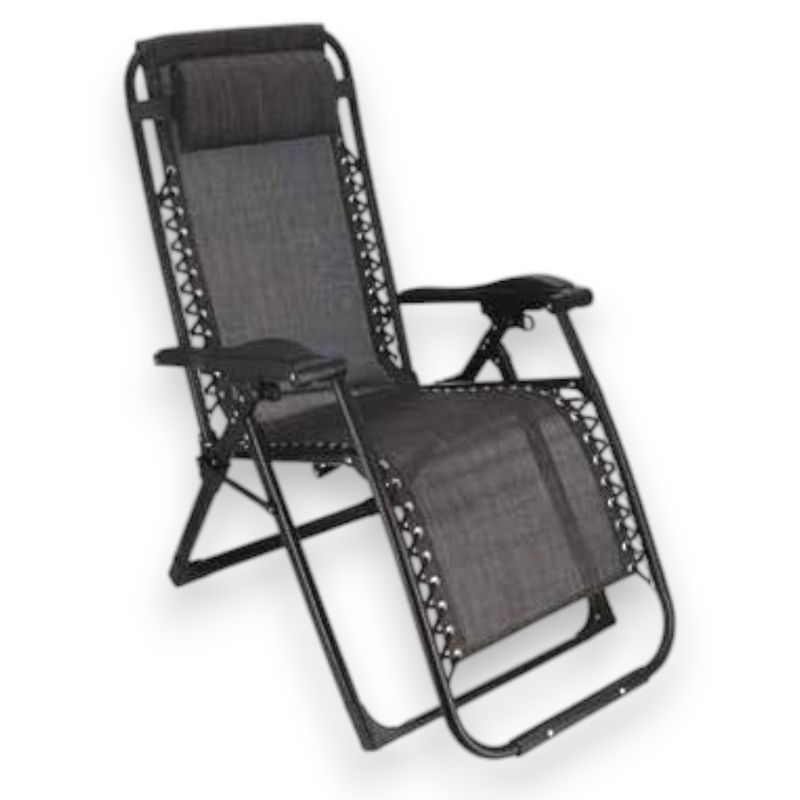 GENERICO - Silla Reposera Plegable Portátil Con Porta Bebidas Negro